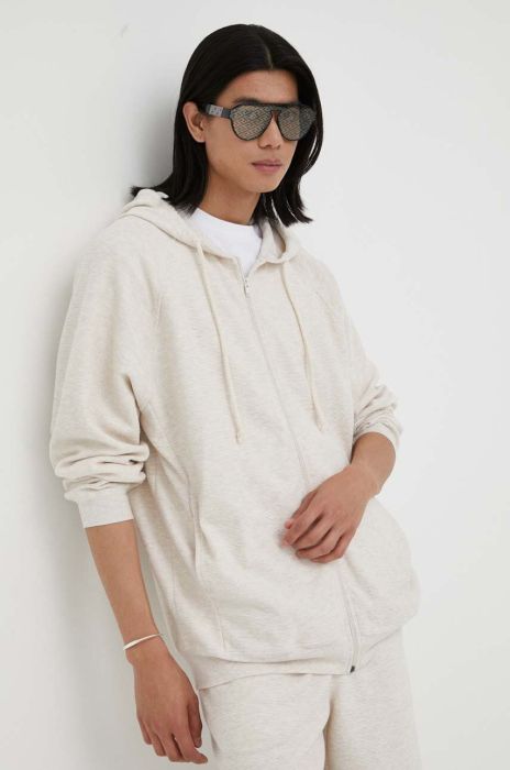 Кофта American Vintage чоловіча колір бежевий з капюшоном меланж