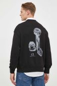 Бавовняна кофта Armani Exchange чоловіча колір чорний з принтом (3350944)