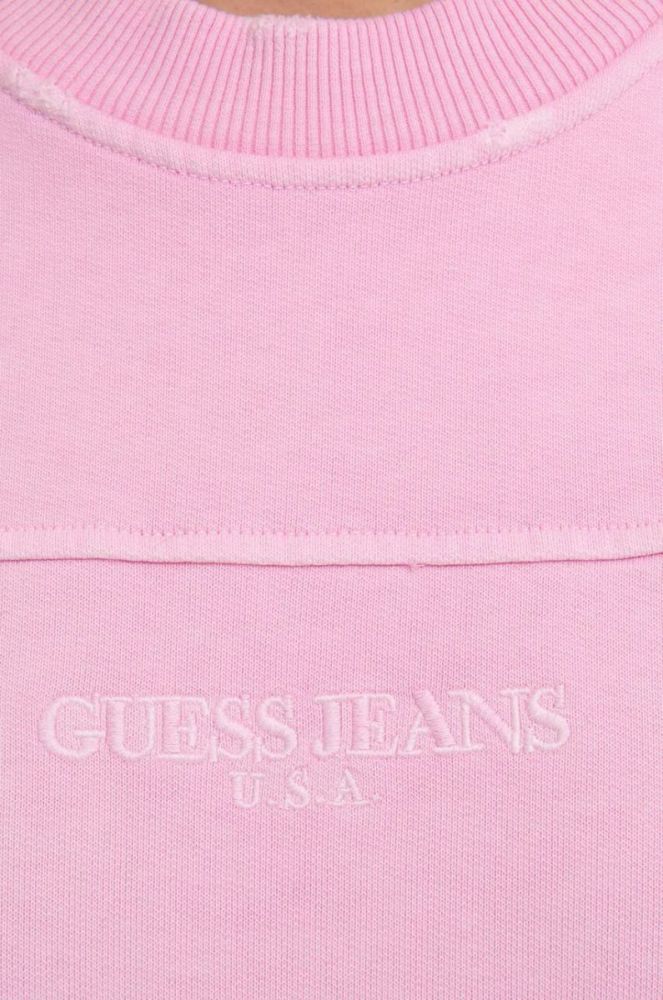 Бавовняна кофта Guess Guess Classic Logo Crewneck M2BQ01KBB40 чоловіча колір рожевий однотонна M2BQ01.KBB40-A400 фото 2