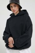 Бавовняна кофта Preach колір чорний з капюшоном меланж (3281616)