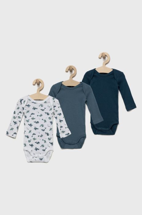 Name it дитяче бавовняне боді (3-pack) колір блакитний (2606179)