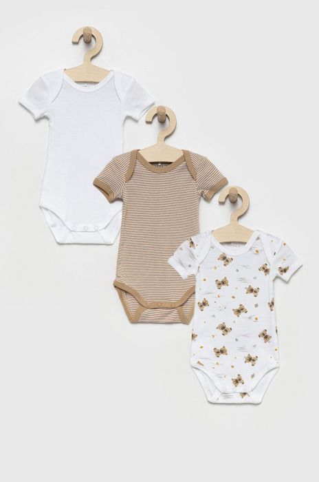 Name it дитяче бавовняне боді (3-pack) колір бежевий (2502430)