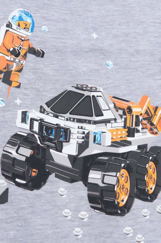 Дитячий бавовняний лонгслів Lego колір сірий з принтом (3301324) фото 4