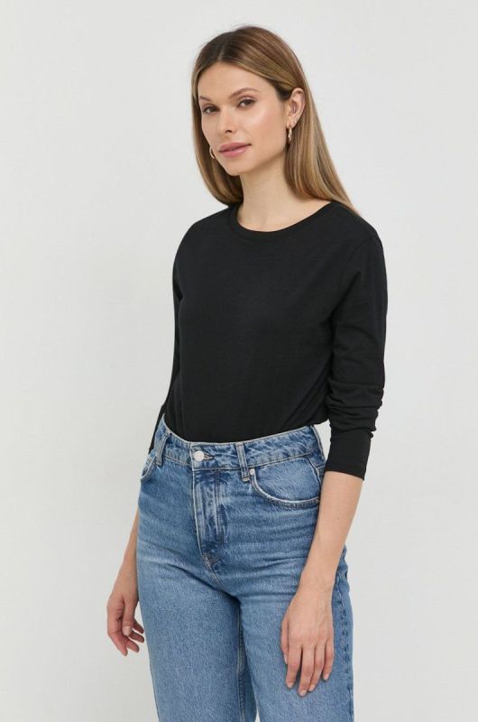 Бавовняний лонгслів Armani Exchange колір чорний (2566809)