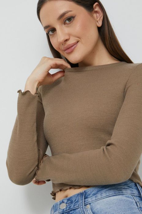 Лонгслів Only жіночий колір коричневий (2611435)