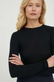 Лонгслів з домішкою вовни Bruuns Bazaar колір чорний