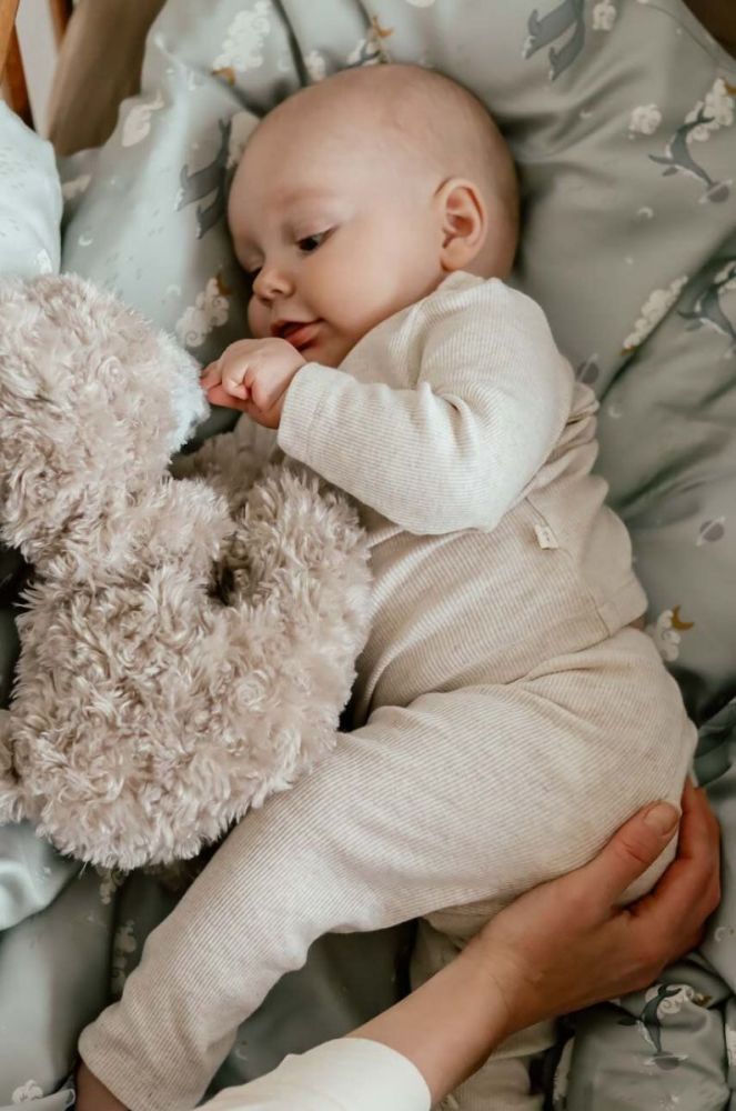 Бавовняний лонгслів для немовлят That's mine колір бежевий однотонний фото 5
