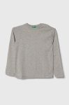 Дитячий бавовняний лонгслів United Colors of Benetton колір сірий меланж (3412986)