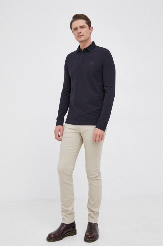 Лонгслів Armani Exchange чоловічий колір синій гладкий фото 2