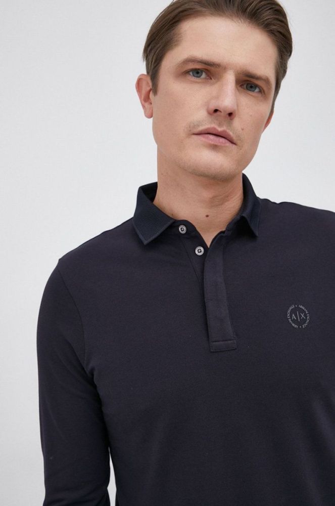 Лонгслів Armani Exchange чоловічий колір синій гладкий фото 4