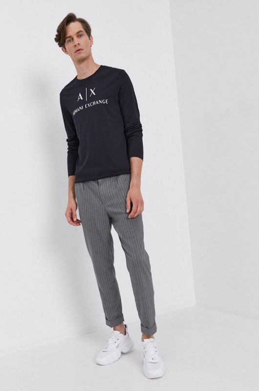 Лонгслів Armani Exchange чоловічий колір синій з принтом фото 2