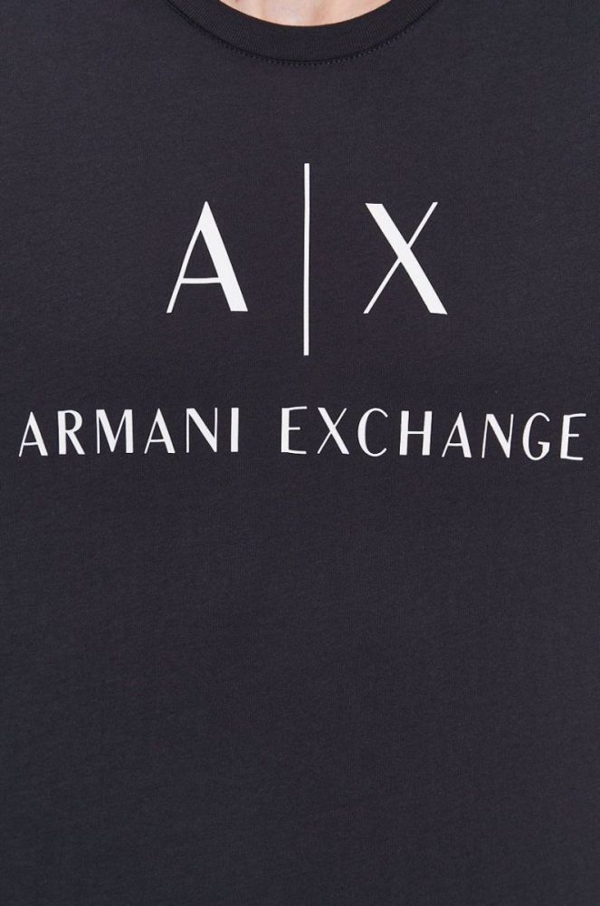 Лонгслів Armani Exchange чоловічий колір синій з принтом фото 5