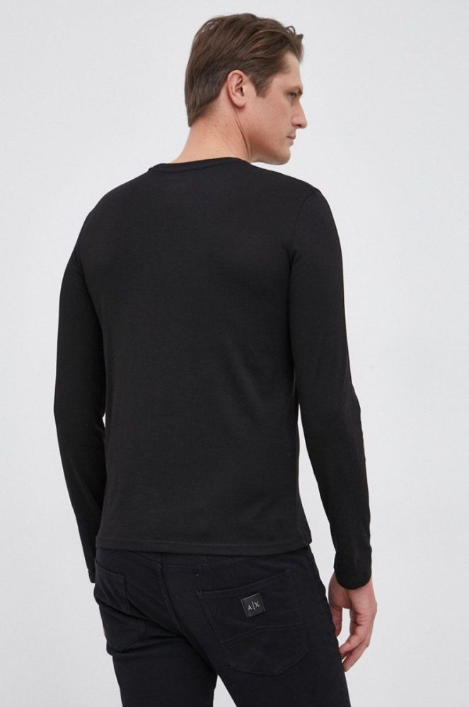 Лонгслів Armani Exchange чоловічий колір чорний з принтом фото 3