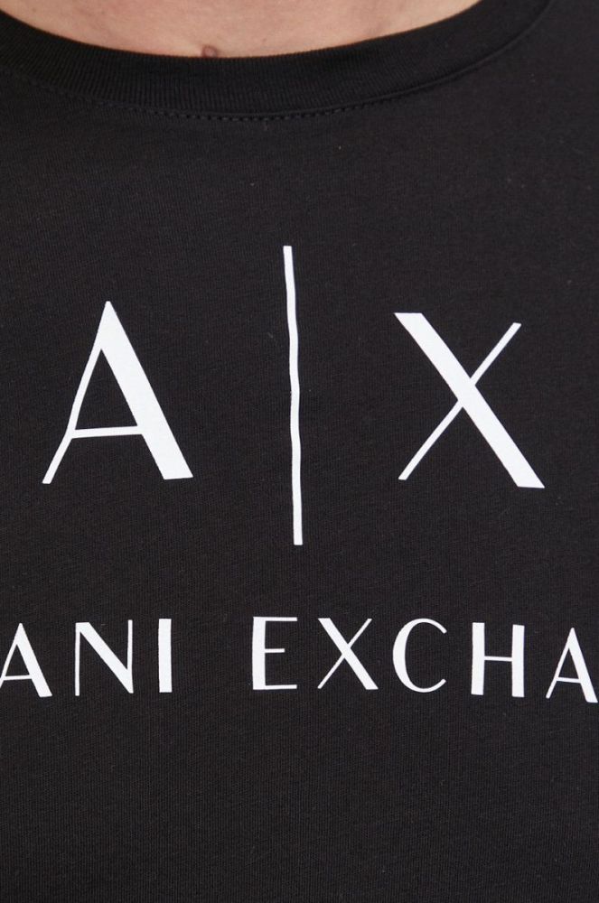 Лонгслів Armani Exchange чоловічий колір чорний з принтом фото 5