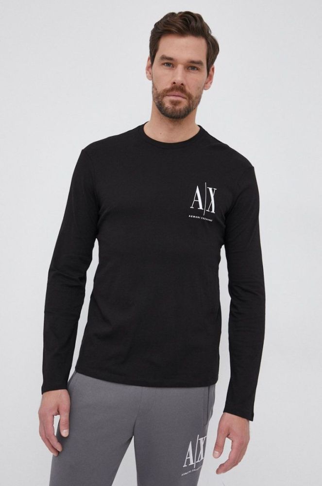 Бавовняний лонгслів Armani Exchange колір чорний з принтом (1754392) фото 4