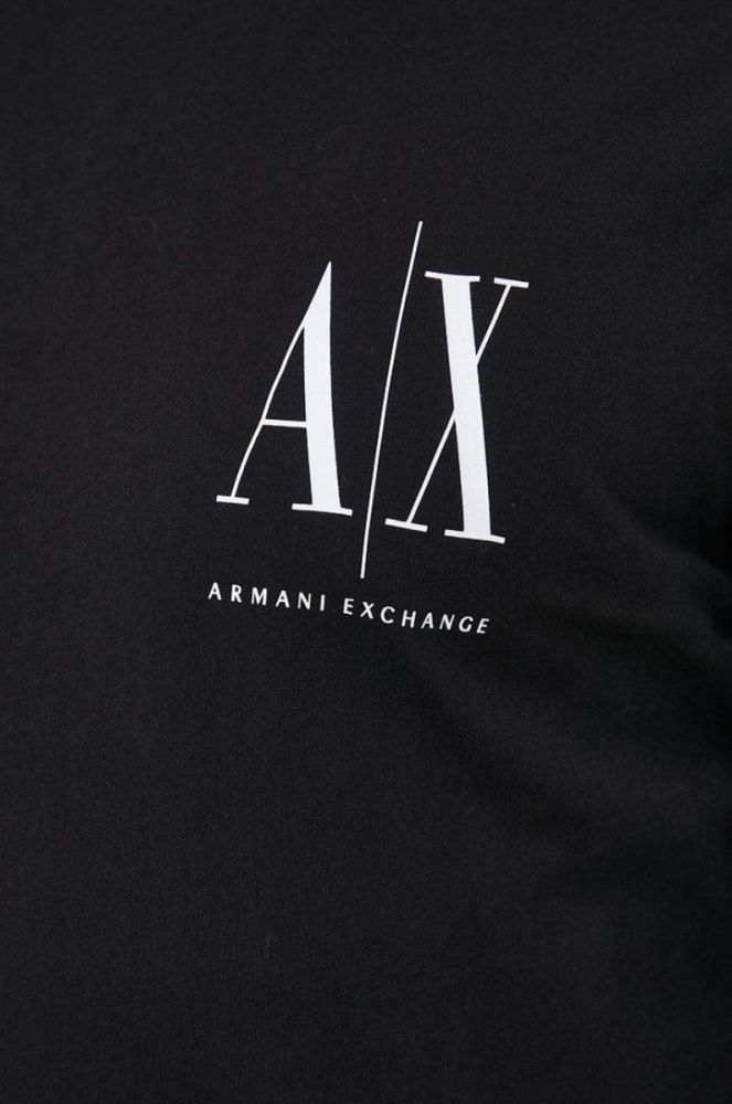 Бавовняний лонгслів Armani Exchange колір чорний з принтом (1754392) фото 5