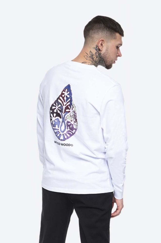 Бавовняний лонгслів Wood Wood Mark Paisley Long Sleeve колір білий з принтом 12115401.2489-BRIGHTW фото 3