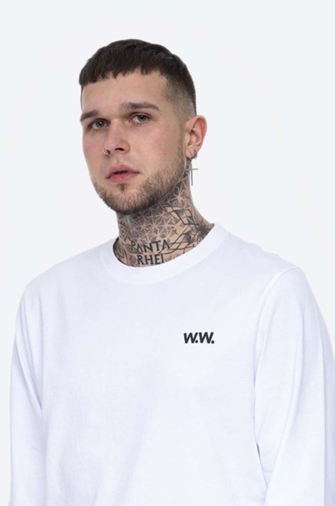 Бавовняний лонгслів Wood Wood Mark Paisley Long Sleeve колір білий з принтом 12115401.2489-BRIGHTW фото 4