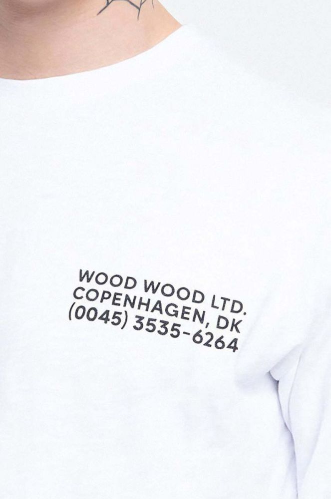 Бавовняний лонгслів Wood Wood Peter колір білий з принтом 11935402.2469-BRIGHTWHIT фото 4