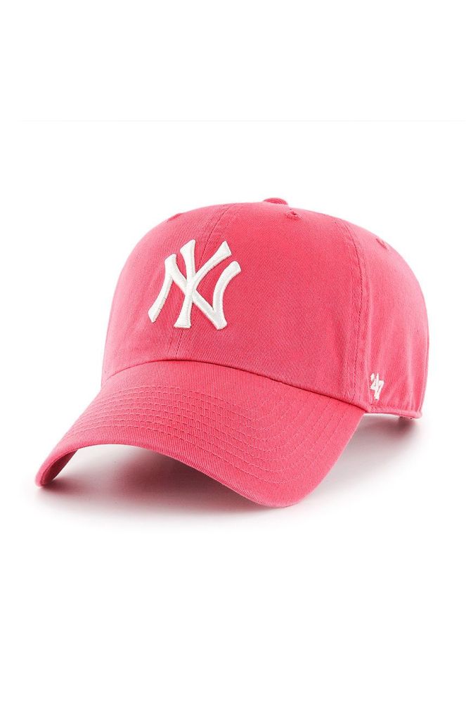 Кепка 47brand New York Yankees колір рожевий з аплікацією (2349945)