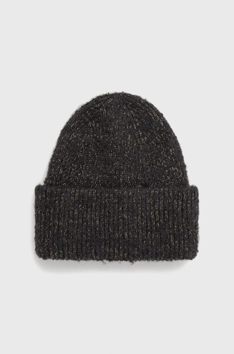 Шапка Pieces колір чорний з товстого трикотажу