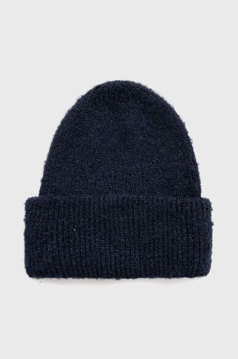 Шапка Pieces колір синій з товстого трикотажу