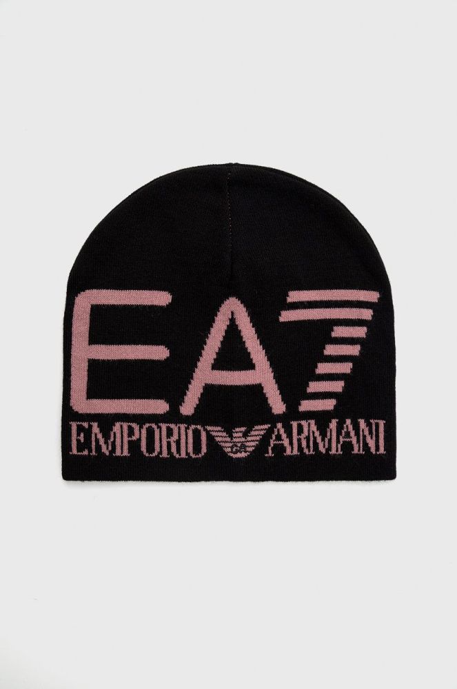 Шапка EA7 Emporio Armani колір чорний з тонкого трикотажу