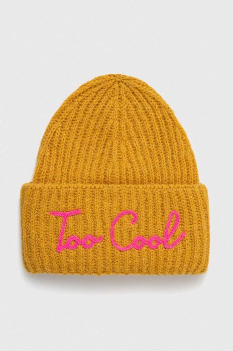 Шапка з домішкою вовни MC2 Saint Barth колір жовтий з товстого трикотажу Шапка з домішкою вовни MC2 Saint Barth колір жовтий з товстого трикотажу