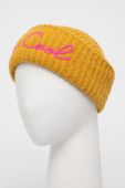 Шапка з домішкою вовни MC2 Saint Barth колір жовтий з товстого трикотажу Шапка з домішкою вовни MC2 Saint Barth колір жовтий з товстого трикотажу