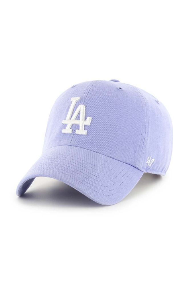 Бавовняна бейсболка 47brand MLB Los Angeles Dodgers колір фіолетовий з аплікацією (3277901)
