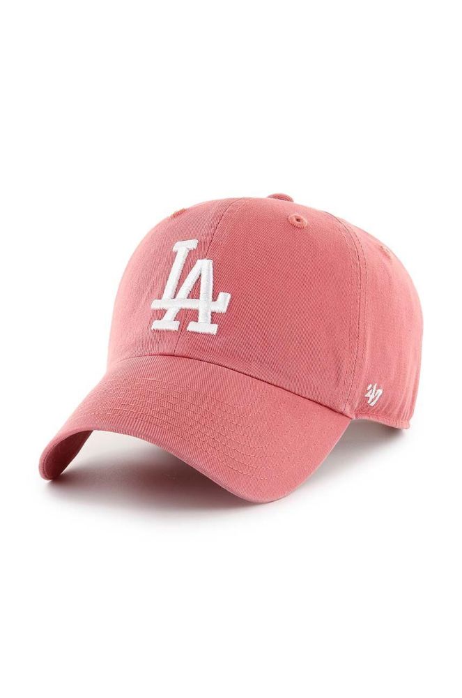 Бавовняна бейсболка 47brand MLB Los Angeles Dodgers колір рожевий з аплікацією (3278158)