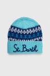 Шапка з домішкою вовни MC2 Saint Barth колір бірюзовий з тонкого трикотажу Шапка з домішкою вовни MC2 Saint Barth колір бірюзовий з тонкого трикотажу
