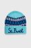 Шапка з домішкою вовни MC2 Saint Barth колір бірюзовий з тонкого трикотажу