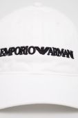 Бавовняна кепка Emporio Armani колір білий з аплікацією