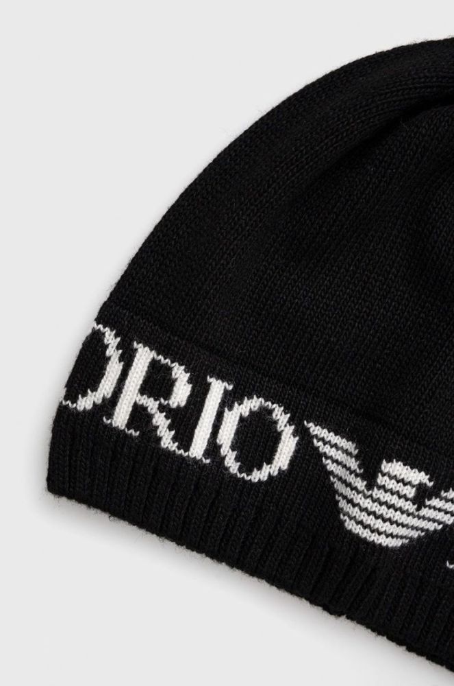 Шапка та шарф з домішкою вовни Emporio Armani колір чорний (2592253) фото 2