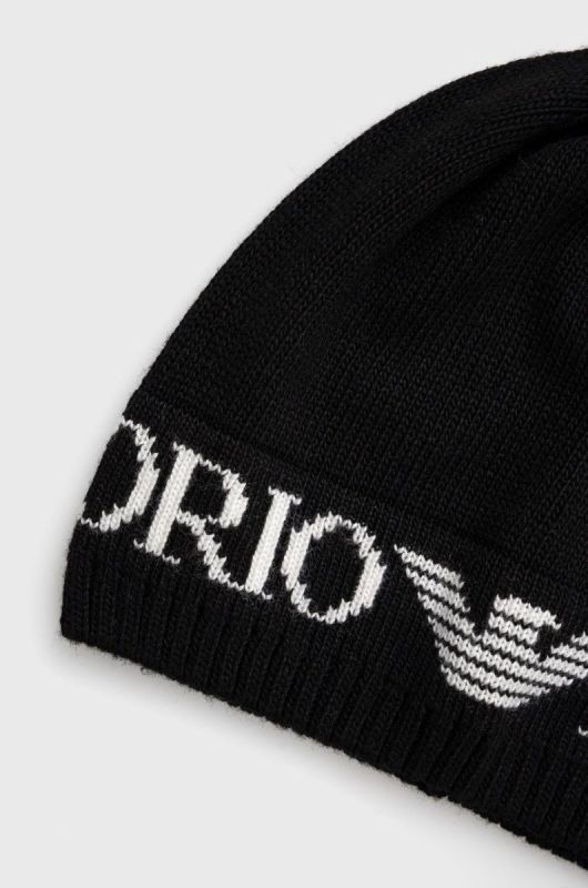 Шапка та шарф з домішкою вовни Emporio Armani колір чорний (2592253) фото 2