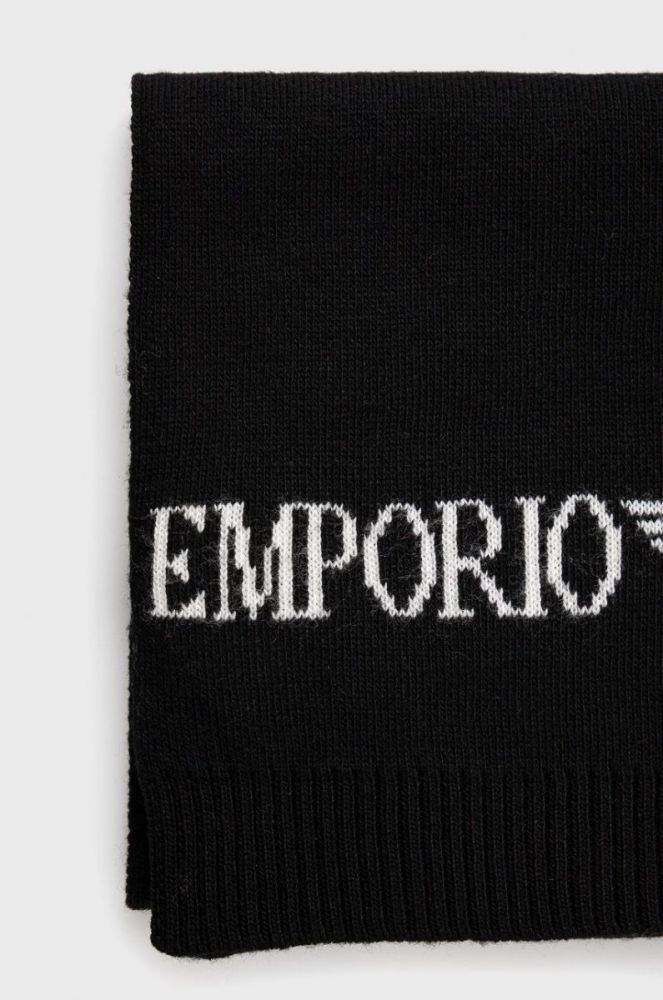 Шапка та шарф з домішкою вовни Emporio Armani колір чорний (2592253) фото 4