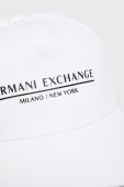 Бавовняна кепка Armani Exchange колір білий з принтом