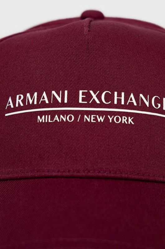 Бавовняна кепка Armani Exchange колір бордовий з принтом фото 2