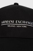 Бавовняна кепка Armani Exchange колір чорний з принтом