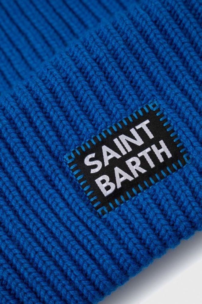 Шапка з домішкою вовни MC2 Saint Barth з товстого трикотажу колір блакитний фото 3