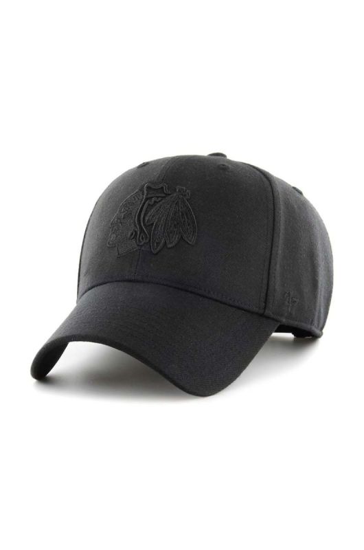 Кепка з домішкою вовни 47brand NHL Chicago Blackhawks колір чорний з аплікацією