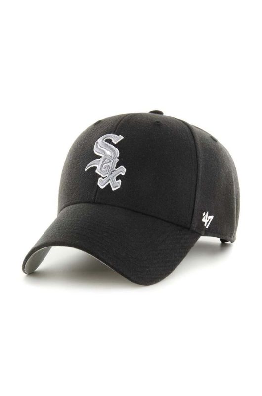 Кепка з домішкою вовни 47brand MLB Chicago White Sox колір чорний з аплікацією