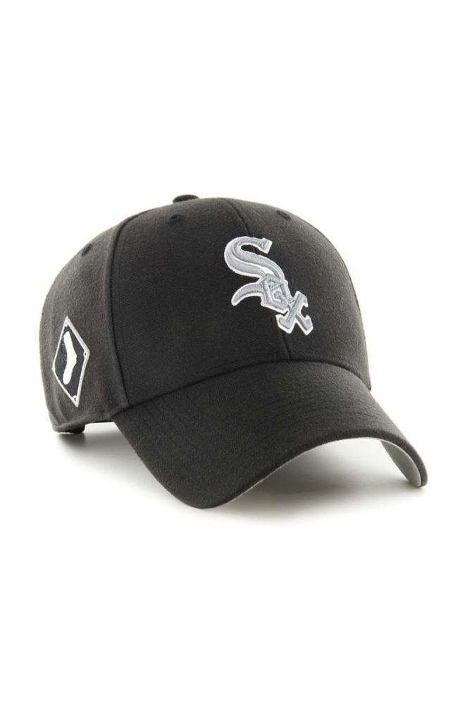 Кепка з домішкою вовни 47brand MLB Chicago White Sox колір чорний з аплікацією фото 2