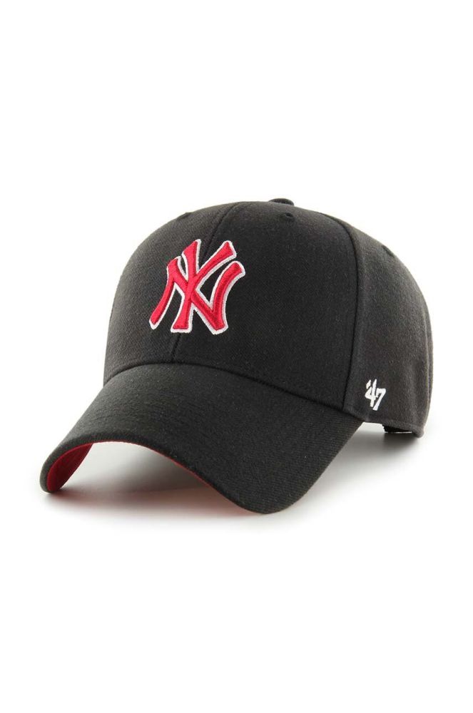 Кепка з домішкою вовни 47brand MLB New York Yankees колір чорний з аплікацією (3317874)