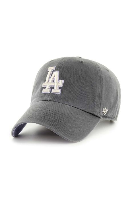 Бавовняна бейсболка 47brand MLB Los Angeles Dodgers колір сірий з аплікацією