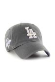 Бавовняна бейсболка 47brand MLB Los Angeles Dodgers колір сірий з аплікацією