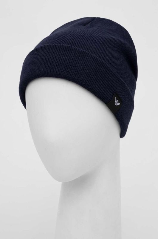 Шапка з домішкою вовни Emporio Armani колір синій з товстого трикотажу фото 2