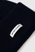 Вовняна шапка Emporio Armani колір синій з товстого трикотажу вовна