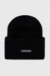 Вовняна шапка Emporio Armani колір чорний з товстого трикотажу вовна